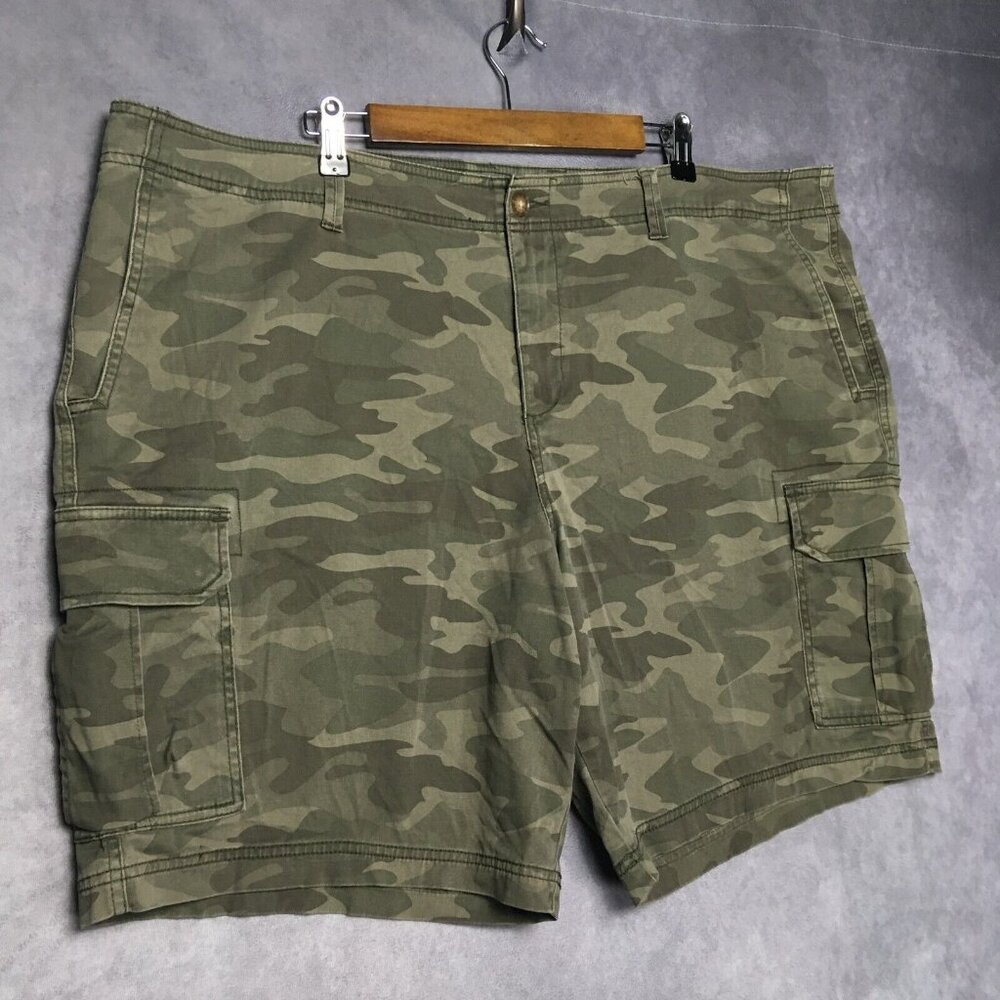 George Mens Camo Cargo Shorts size 46 Green Camouflage Stretch‎ Lightweight